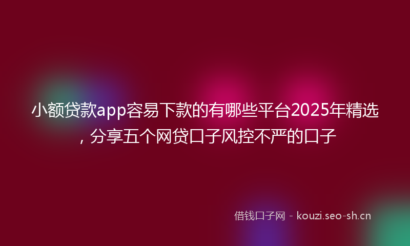 小额贷款app容易下款的有哪些平台2025年精选，分享五个网贷口子风控不严的口子