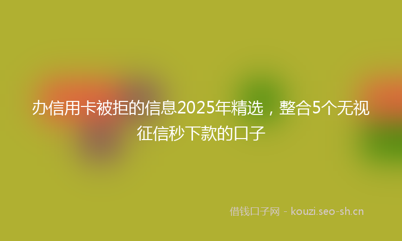 办信用卡被拒的信息2025年精选，整合5个无视征信秒下款的口子