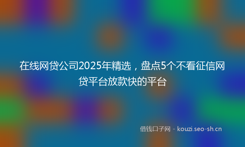 在线网贷公司2025年精选，盘点5个不看征信网贷平台放款快的平台