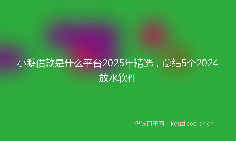 小鹅借款是什么平台2025年精选，总结5个2024放水软件