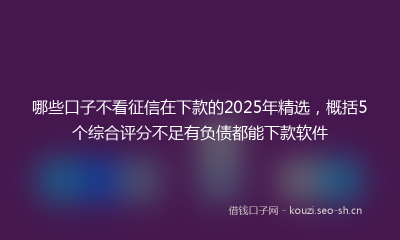 哪些口子不看征信在下款的2025年精选，概括5个综合评分不足有负债都能下款软件