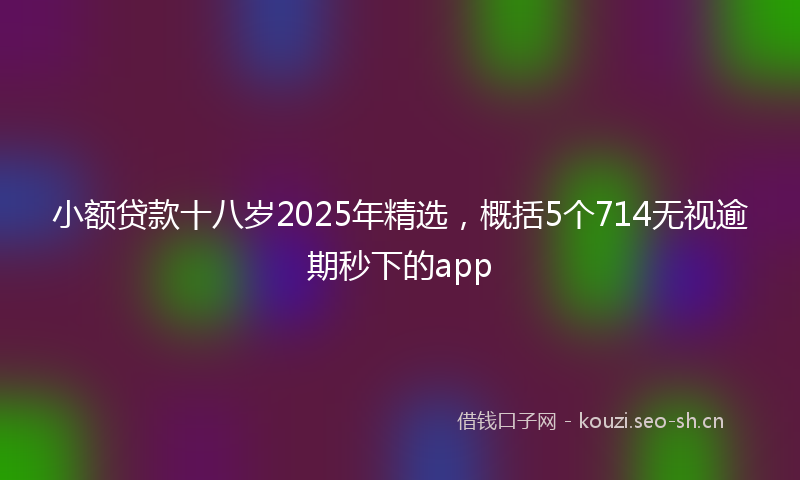 小额贷款十八岁2025年精选，概括5个714无视逾期秒下的app