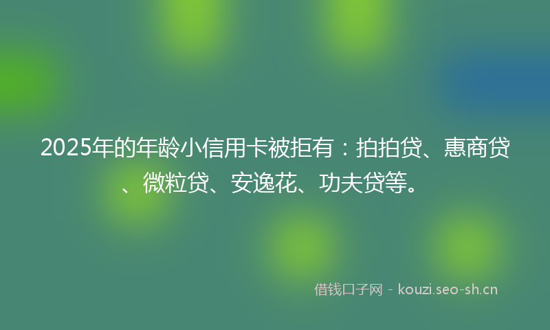 2025年的年龄小信用卡被拒有：拍拍贷、惠商贷、微粒贷、安逸花、功夫贷等。