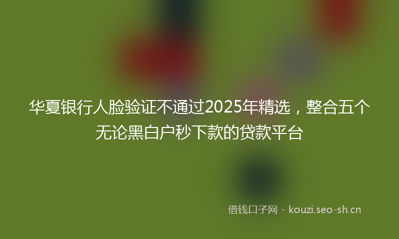 华夏银行人脸验证不通过2025年精选,整合五个无论黑白户秒下款的贷款平台