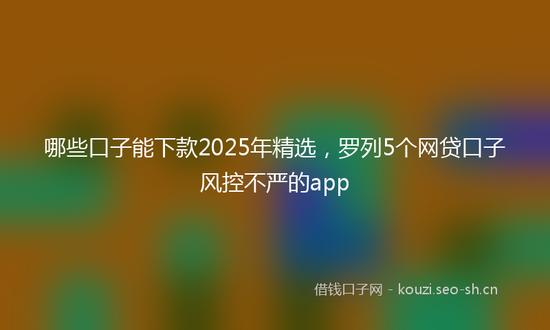 哪些口子能下款2025年精选，罗列5个网贷口子风控不严的app