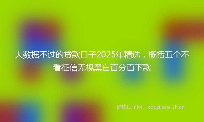 大数据不过的贷款口子2025年精选，概括五个不看征信无视黑白百分百下款