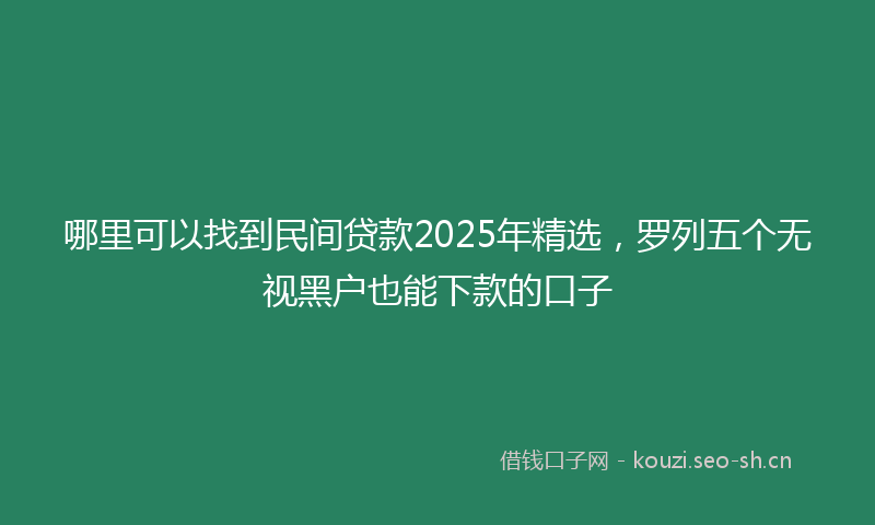 哪里可以找到民间贷款2025年精选，罗列五个无视黑户也能下款的口子