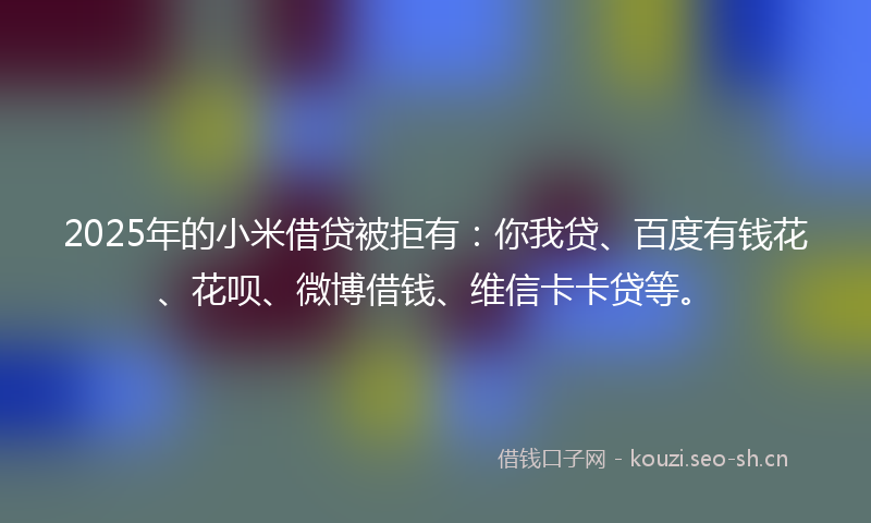 2025年的小米借贷被拒有：你我贷、百度有钱花、花呗、微博借钱、维信卡卡贷等。