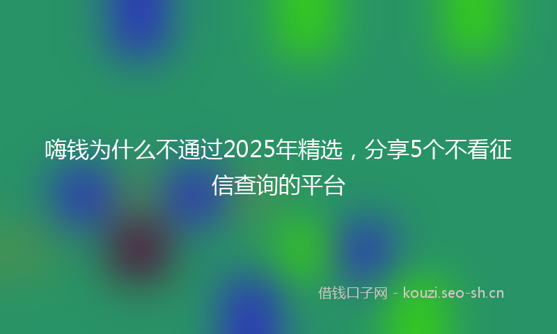 嗨钱为什么不通过2025年精选，分享5个不看征信查询的平台