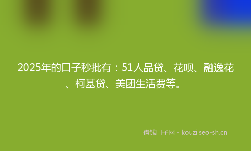 2025年的口子秒批有：51人品贷、花呗、融逸花、柯基贷、美团生活费等。