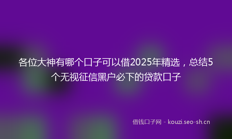 各位大神有哪个口子可以借2025年精选，总结5个无视征信黑户必下的贷款口子