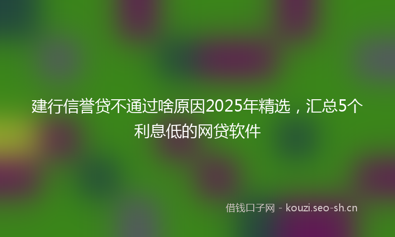建行信誉贷不通过啥原因2025年精选，汇总5个利息低的网贷软件