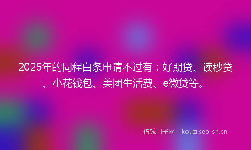 2025年的同程白条申请不过有：好期贷、读秒贷、小花钱包、美团生活费、e微贷等。