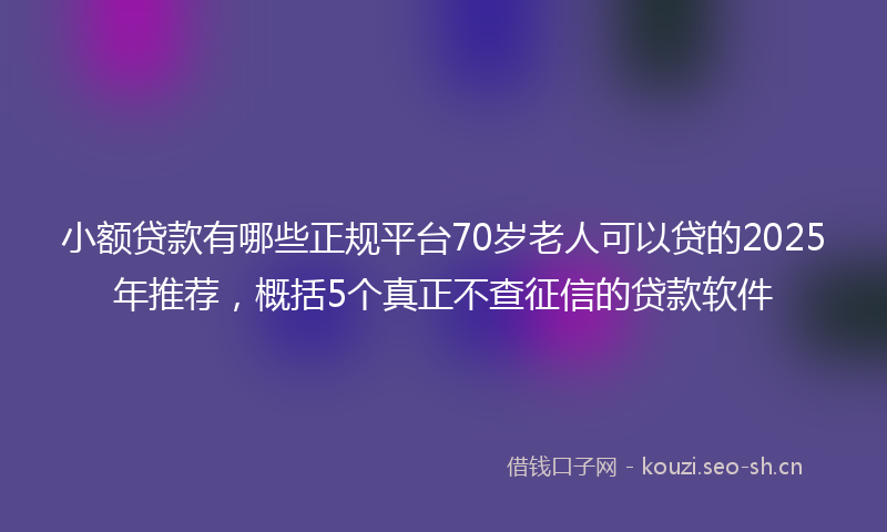小额贷款有哪些正规平台70岁老人可以贷的2025年推荐，概括5个真正不查征信的贷款软件