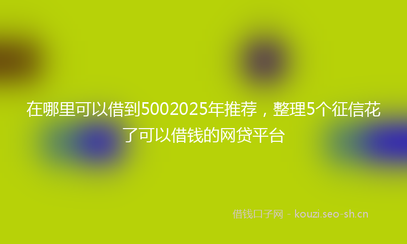 在哪里可以借到5002025年推荐，整理5个征信花了可以借钱的网贷平台