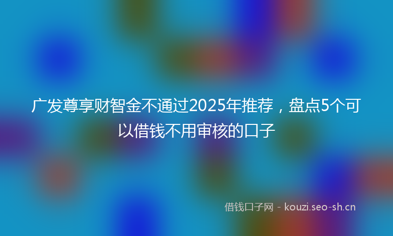 广发尊享财智金不通过2025年推荐，盘点5个可以借钱不用审核的口子
