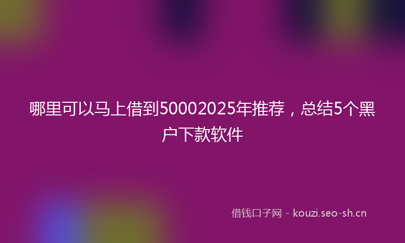 哪里可以马上借到50002025年推荐，总结5个黑户下款软件