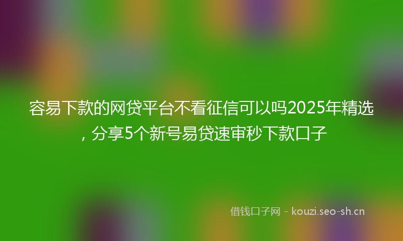 容易下款的网贷平台不看征信可以吗2025年精选，分享5个新号易贷速审秒下款口子