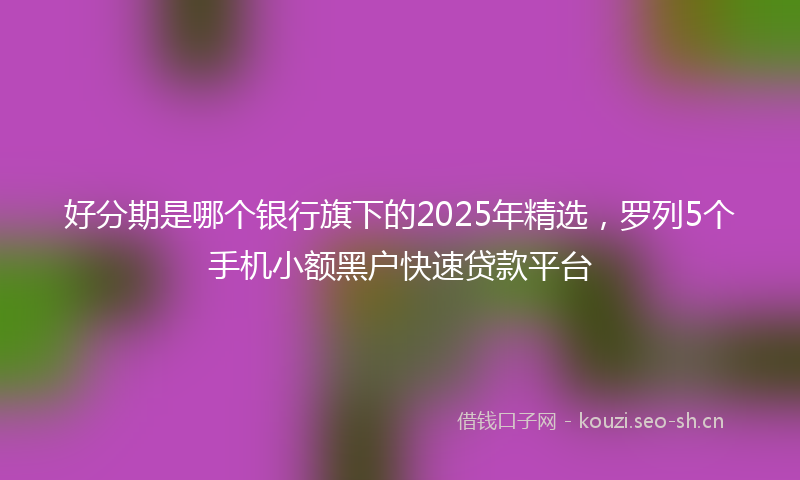 好分期是哪个银行旗下的2025年精选，罗列5个手机小额黑户快速贷款平台