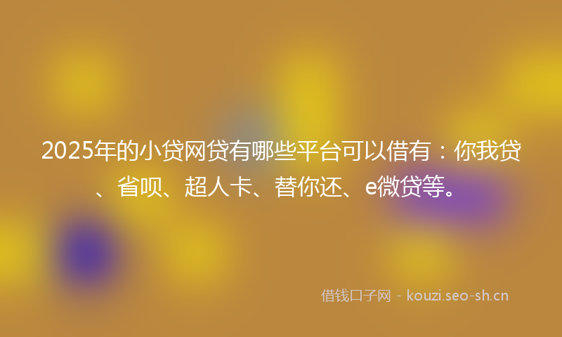 2025年的小贷网贷有哪些平台可以借有：你我贷、省呗、超人卡、替你还、e微贷等。