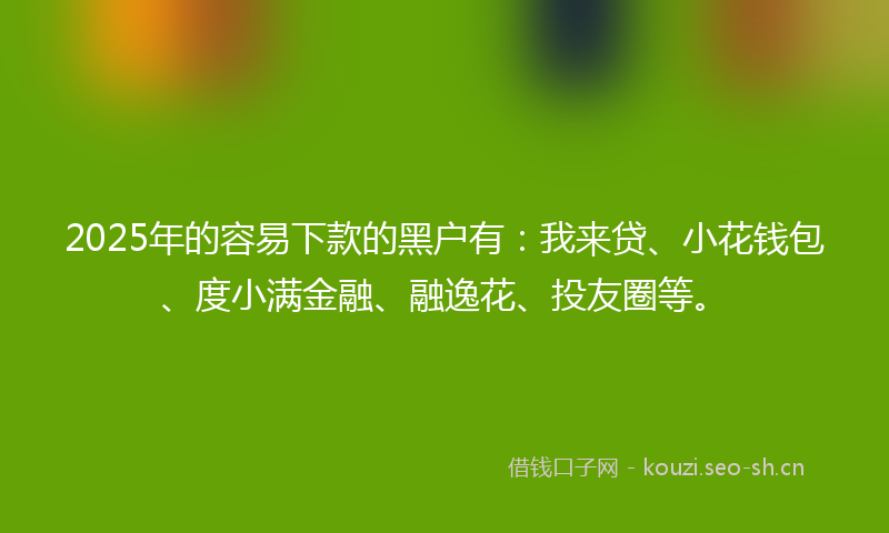 2025年的容易下款的黑户有：我来贷、小花钱包、度小满金融、融逸花、投友圈等。