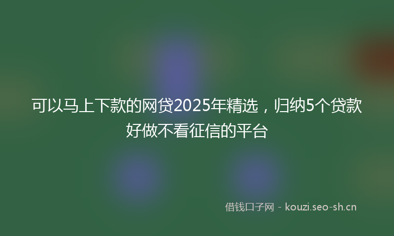 可以马上下款的网贷2025年精选，归纳5个贷款好做不看征信的平台
