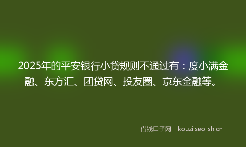 2025年的平安银行小贷规则不通过有：度小满金融、东方汇、团贷网、投友圈、京东金融等。