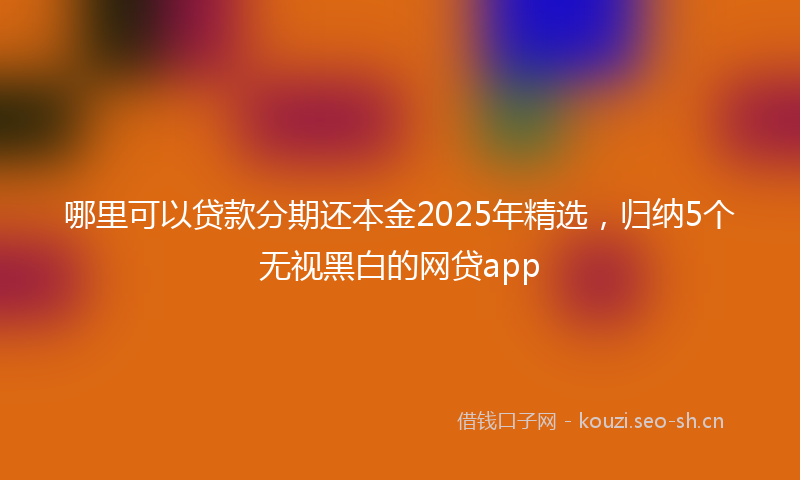 哪里可以贷款分期还本金2025年精选,归纳5个无视黑白的网贷app