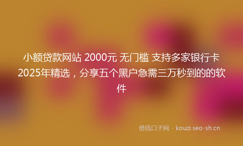 小额贷款网站 2000元 无门槛 支持多家银行卡2025年精选，分享五个黑户急需三万秒到的的软件