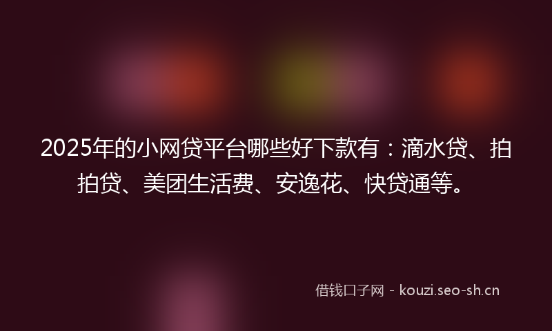 2025年的小网贷平台哪些好下款有：滴水贷、拍拍贷、美团生活费、安逸花、快贷通等。
