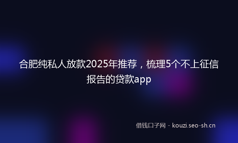 合肥纯私人放款2025年推荐，梳理5个不上征信报告的贷款app