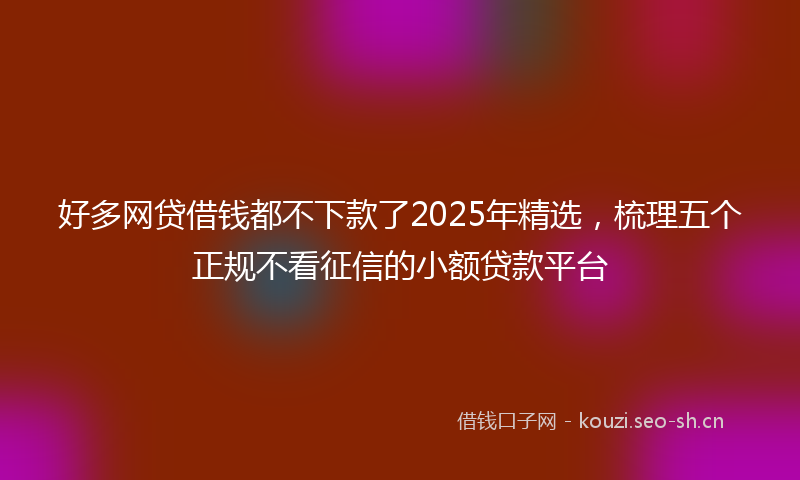 好多网贷借钱都不下款了2025年精选，梳理五个正规不看征信的小额贷款平台