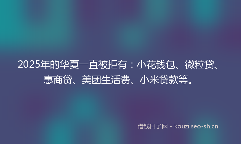 2025年的华夏一直被拒有:小花钱包、微粒贷、惠商贷、美团生活费、小米贷款等。