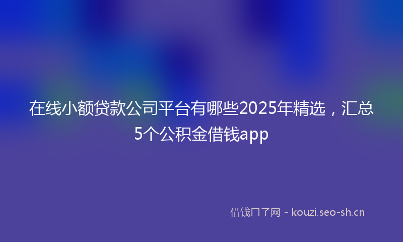 在线小额贷款公司平台有哪些2025年精选，汇总5个公积金借钱app
