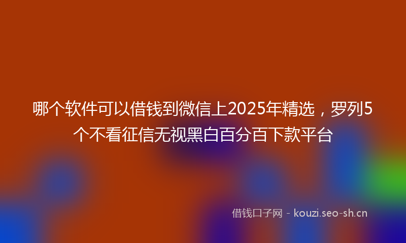 哪个软件可以借钱到微信上2025年精选,罗列5个不看征信无视黑白百分百下款平台