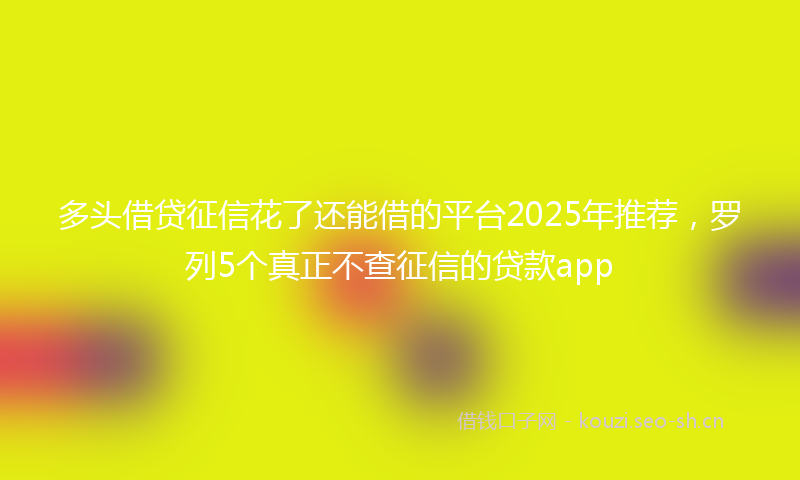 多头借贷征信花了还能借的平台2025年推荐，罗列5个真正不查征信的贷款app