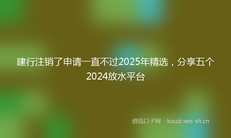 建行注销了申请一直不过2025年精选，分享五个2024放水平台
