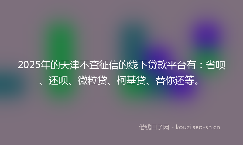 2025年的天津不查征信的线下贷款平台有：省呗、还呗、微粒贷、柯基贷、替你还等。