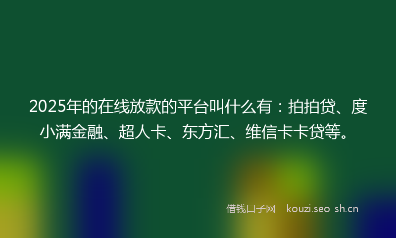 2025年的在线放款的平台叫什么有：拍拍贷、度小满金融、超人卡、东方汇、维信卡卡贷等。