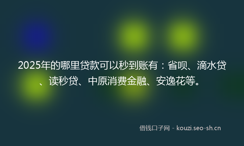 2025年的哪里贷款可以秒到账有：省呗、滴水贷、读秒贷、中原消费金融、安逸花等。