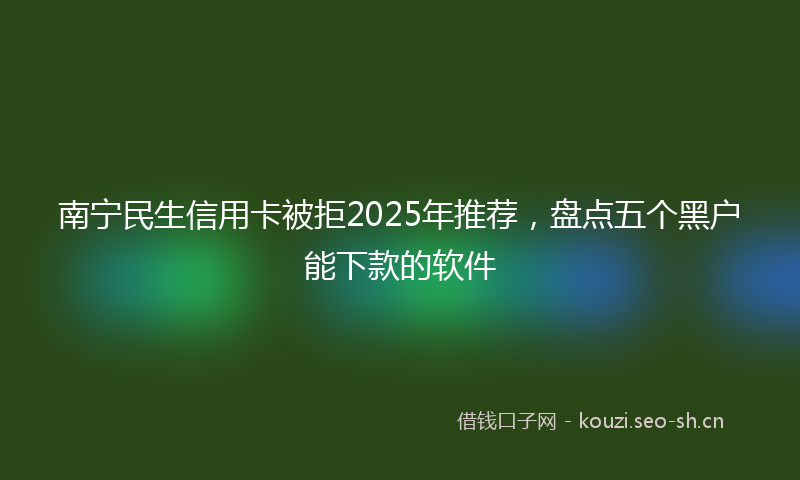 南宁民生信用卡被拒2025年推荐，盘点五个黑户能下款的软件