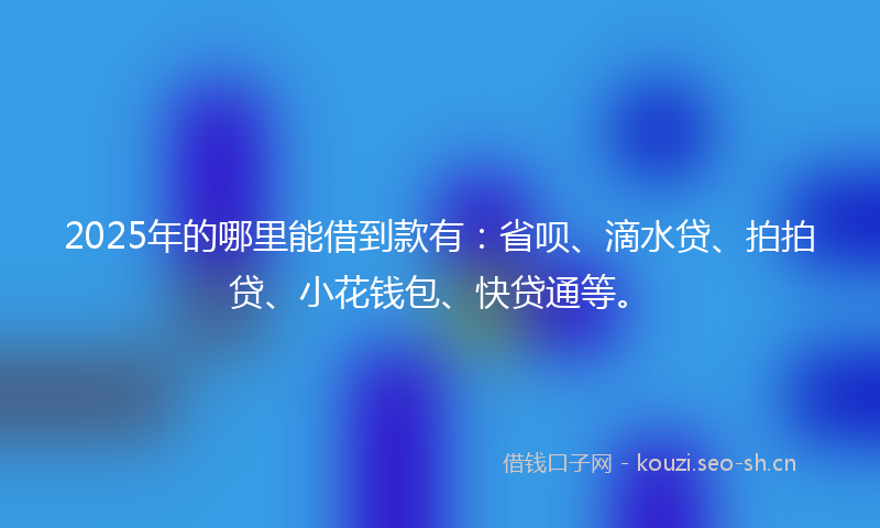 2025年的哪里能借到款有：省呗、滴水贷、拍拍贷、小花钱包、快贷通等。