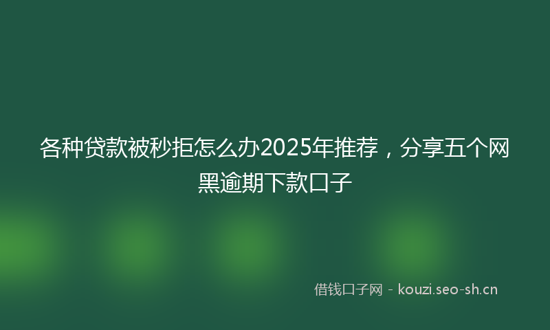 各种贷款被秒拒怎么办2025年推荐，分享五个网黑逾期下款口子