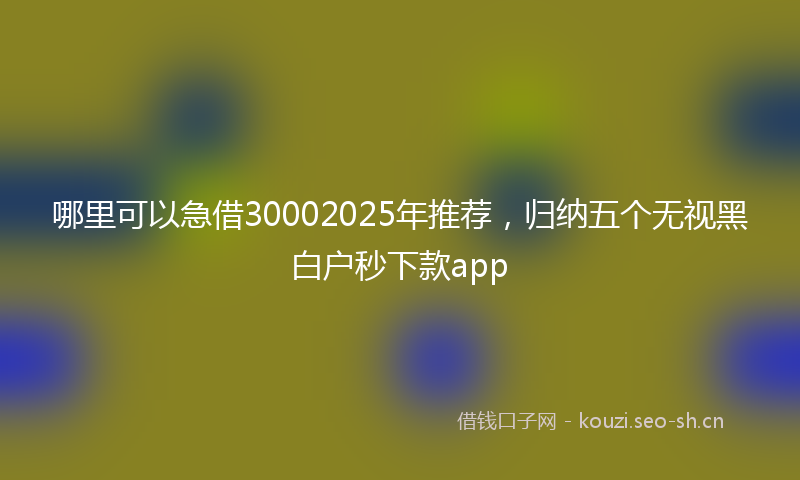 哪里可以急借30002025年推荐，归纳五个无视黑白户秒下款app