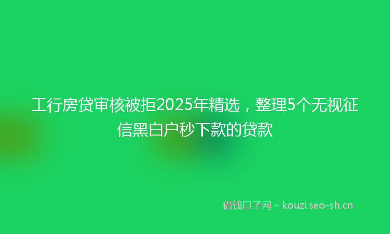 工行房贷审核被拒2025年精选，整理5个无视征信黑白户秒下款的贷款