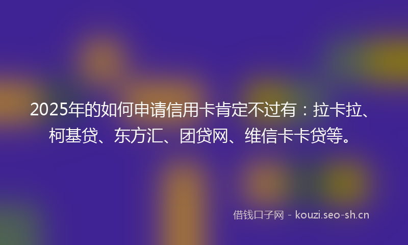 2025年的如何申请信用卡肯定不过有：拉卡拉、柯基贷、东方汇、团贷网、维信卡卡贷等。