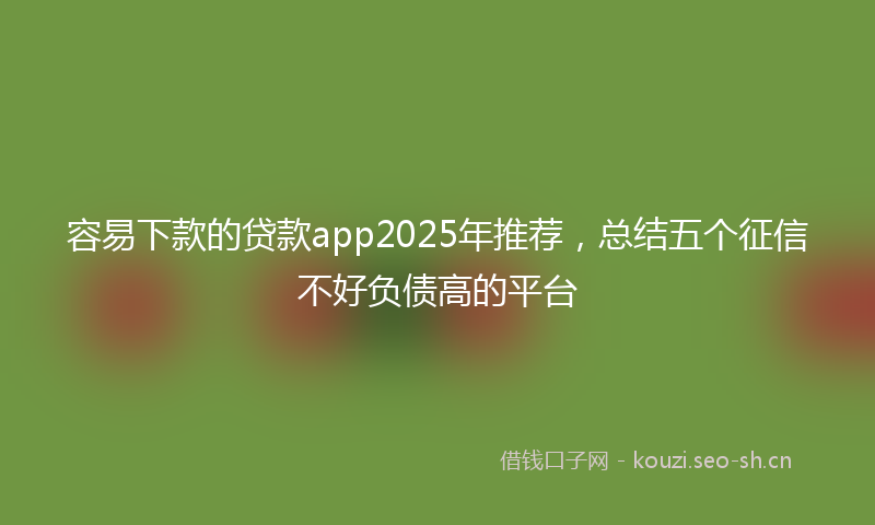 容易下款的贷款app2025年推荐，总结五个征信不好负债高的平台