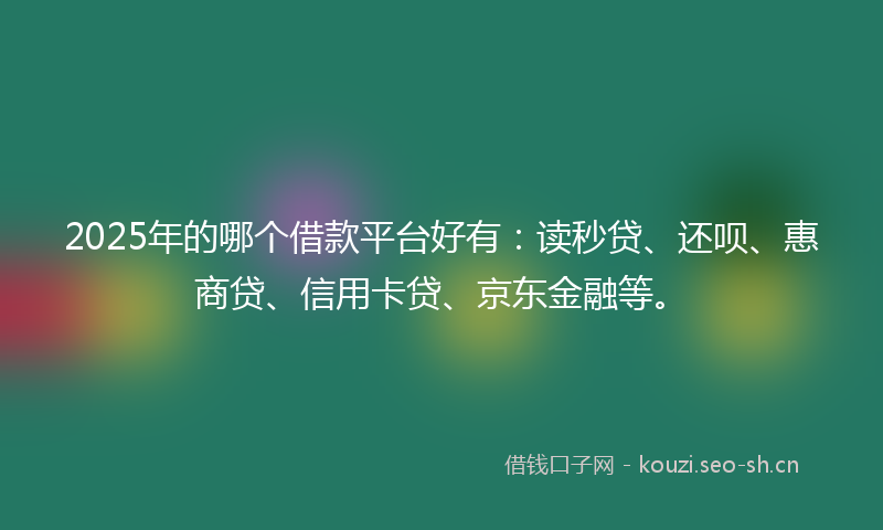2025年的哪个借款平台好有：读秒贷、还呗、惠商贷、信用卡贷、京东金融等。