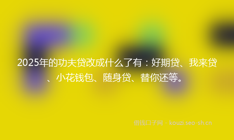 2025年的功夫贷改成什么了有：好期贷、我来贷、小花钱包、随身贷、替你还等。