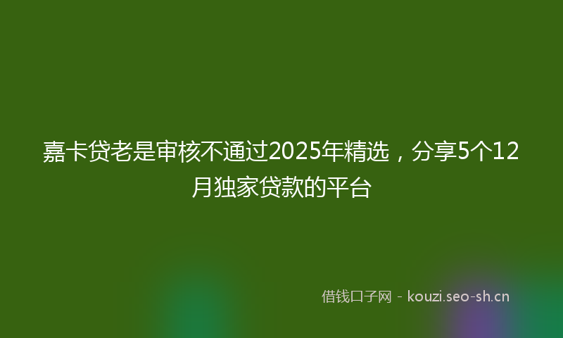嘉卡贷老是审核不通过2025年精选，分享5个12月独家贷款的平台